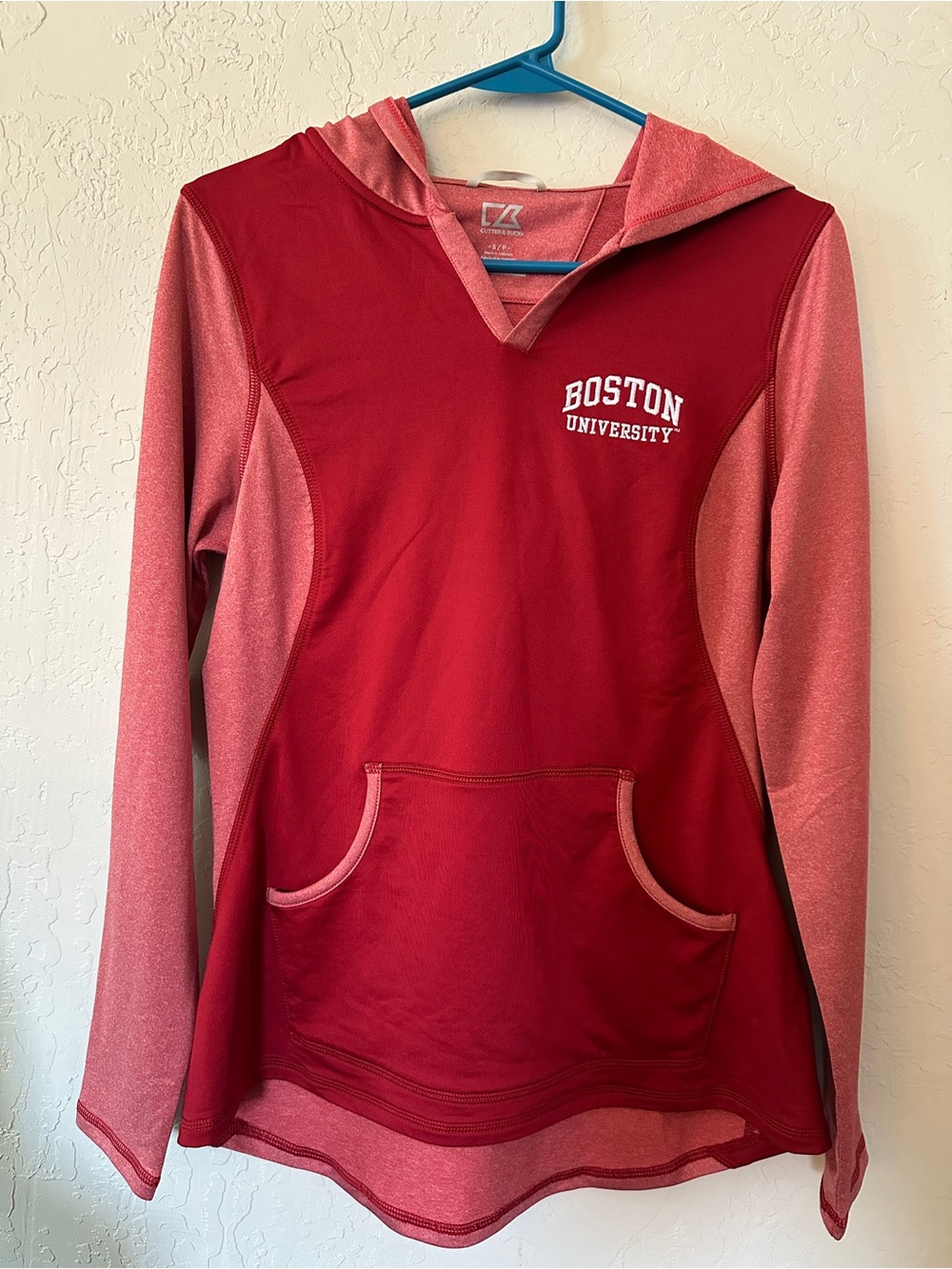 Cutter & Buck Boston University Red Hooded Pullover